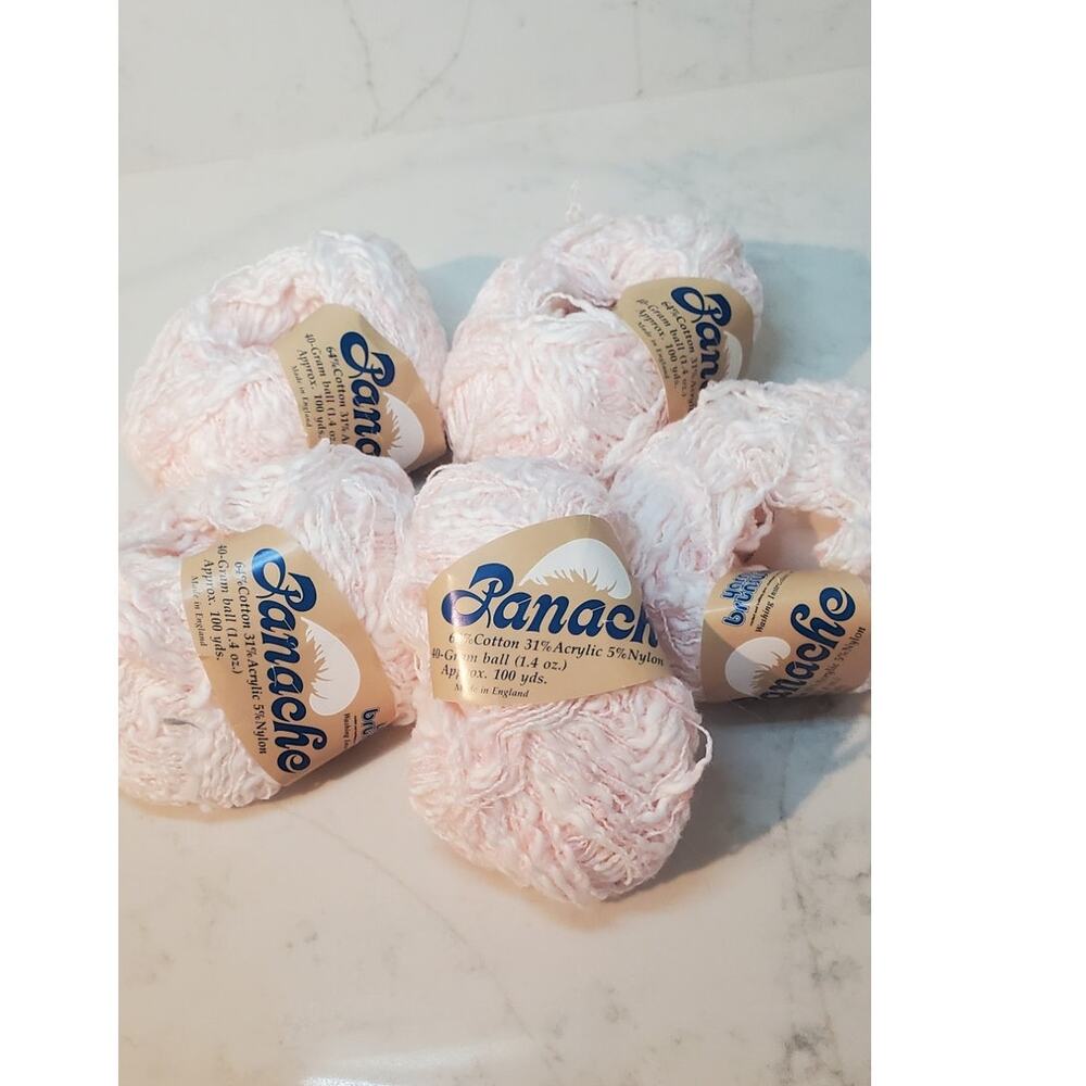 Panache Yarns by Brunswick- 5 Skeins Pink/White NWT